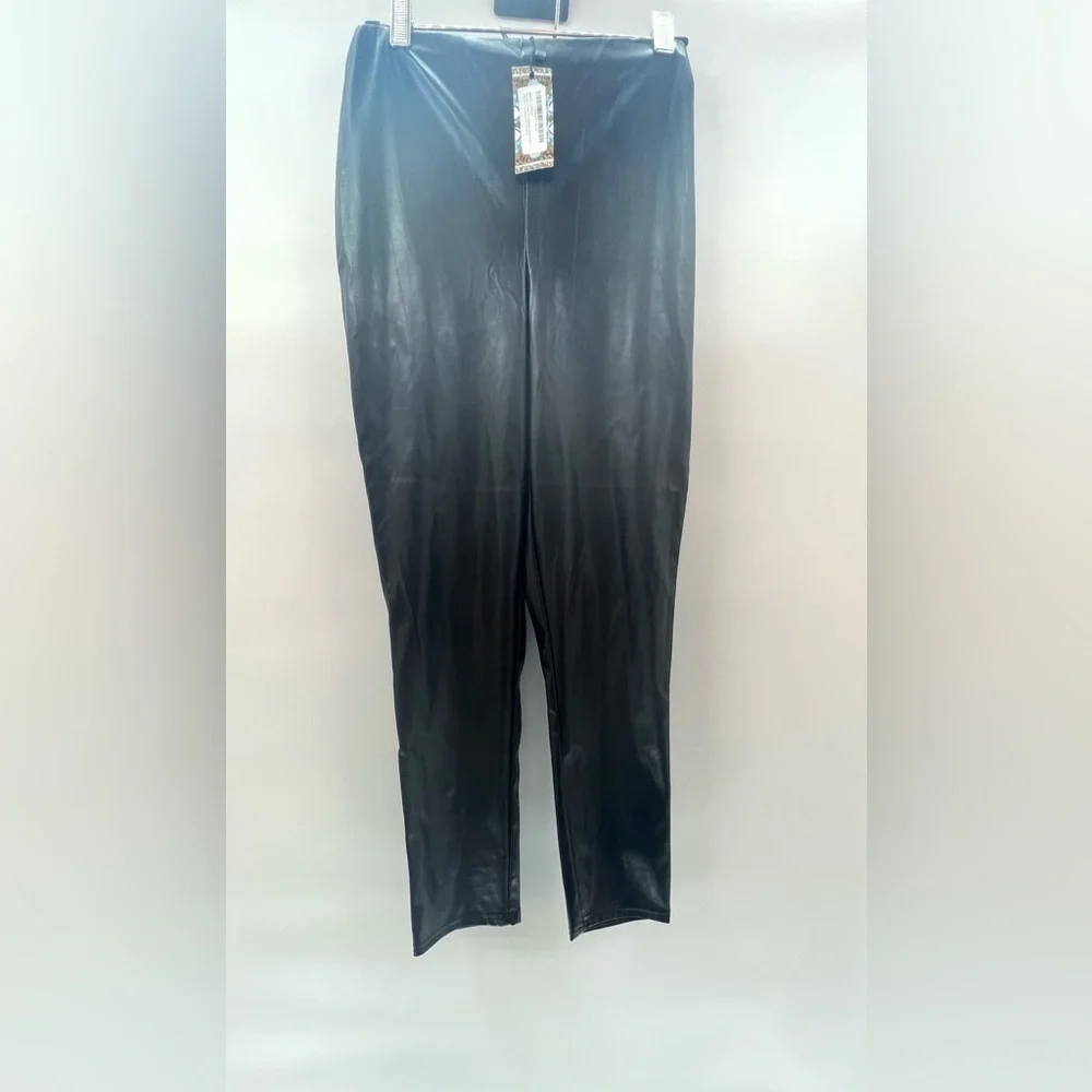 BOOHOO SUPER STRETCH FAUX LEATHER HIGH WAIST TROUSERS Sz 12
